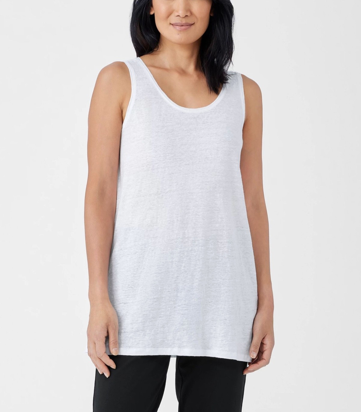 Eileen Fisher Women’s $108 Organic Linen Jersey Long Tank in White size XXS