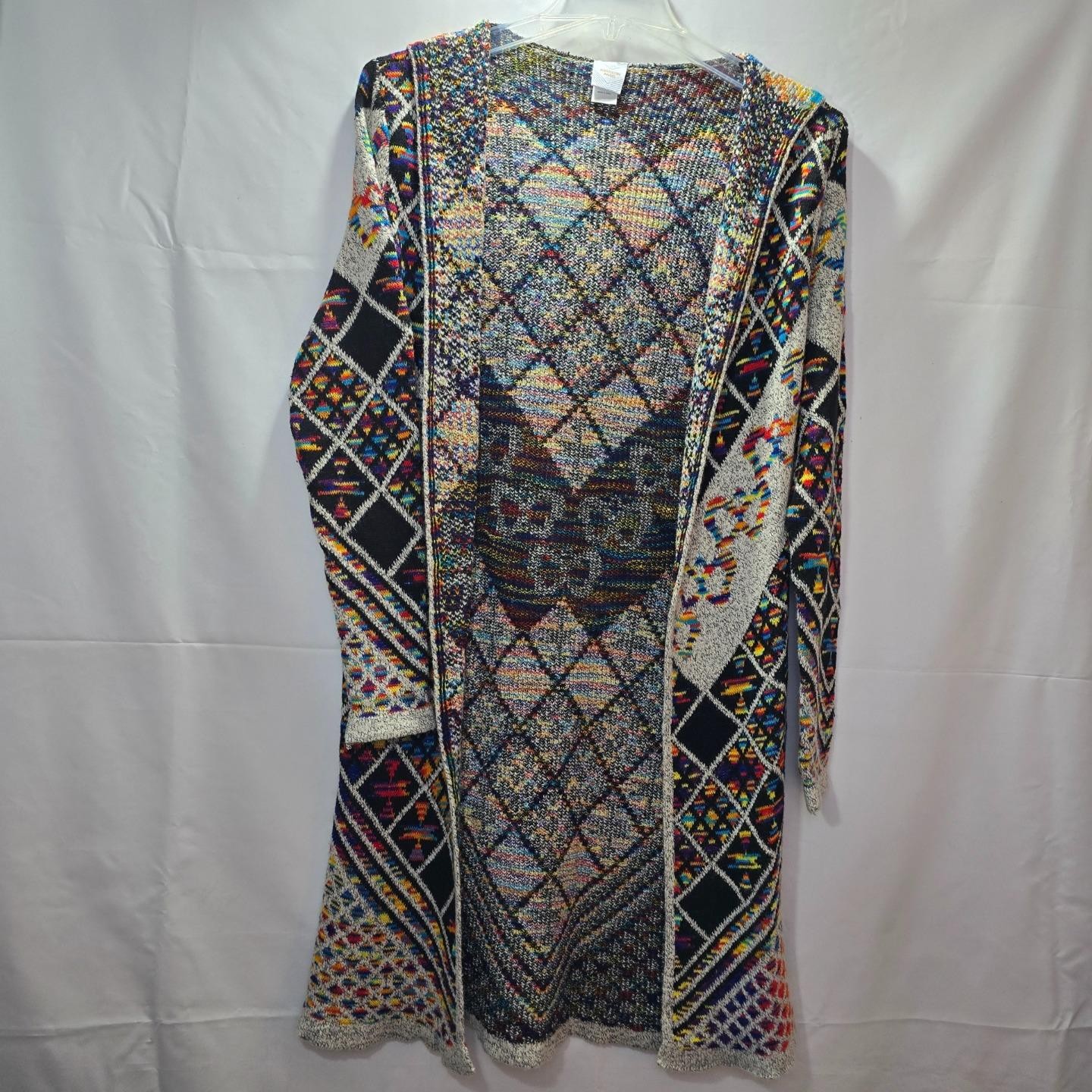 Northern Angel Women’s L XL Hoodie Cardigan Sweater BOHO Aztec Art To Wear