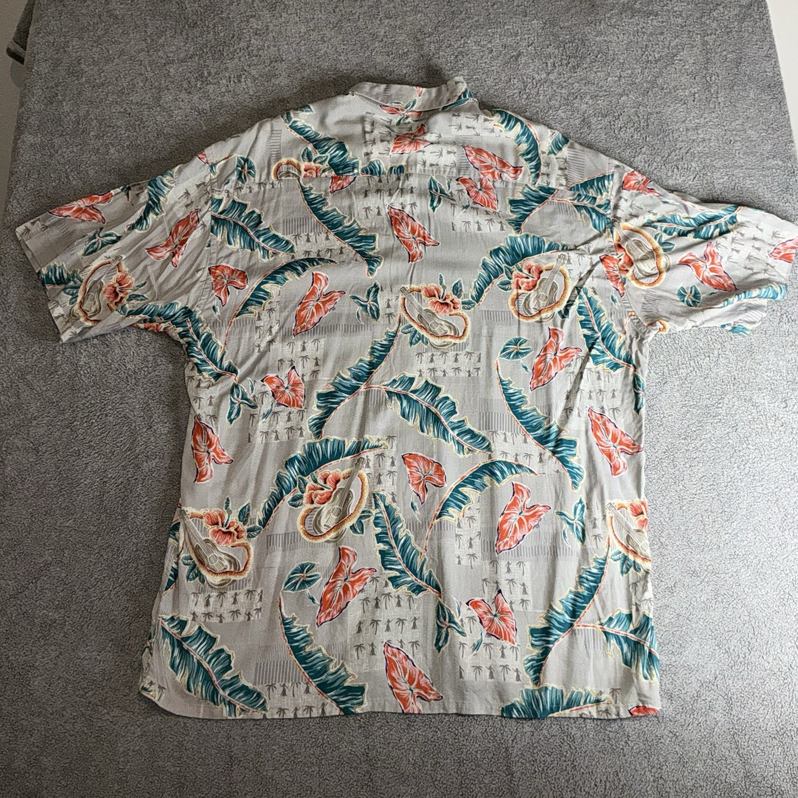 Windham Pointe 100% Rayon Black w Tropical Floral Print Mens XL Hawaiian Style