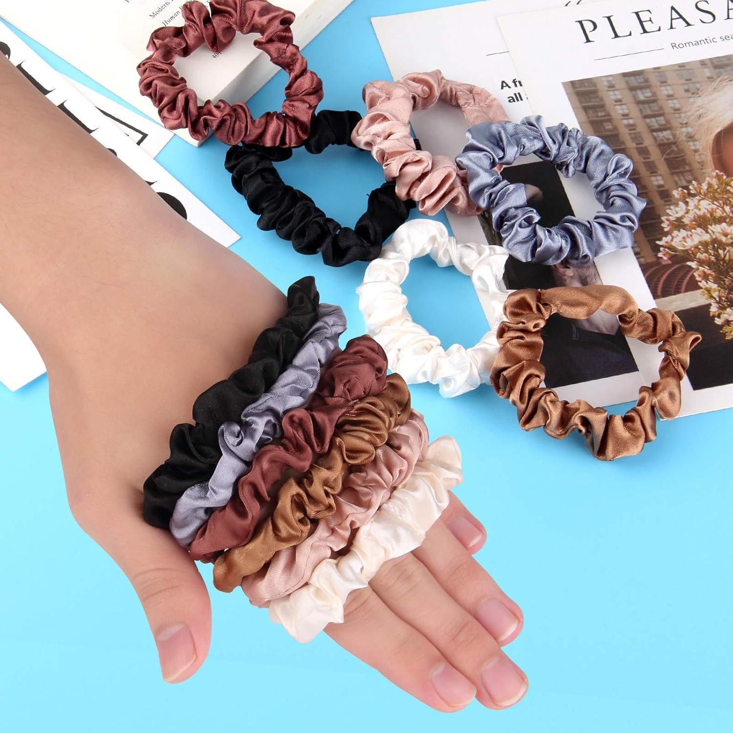 12 Pieces Silk Hair Scrunchies Silk Hair Tie Elastic Ponytail Holders for Women