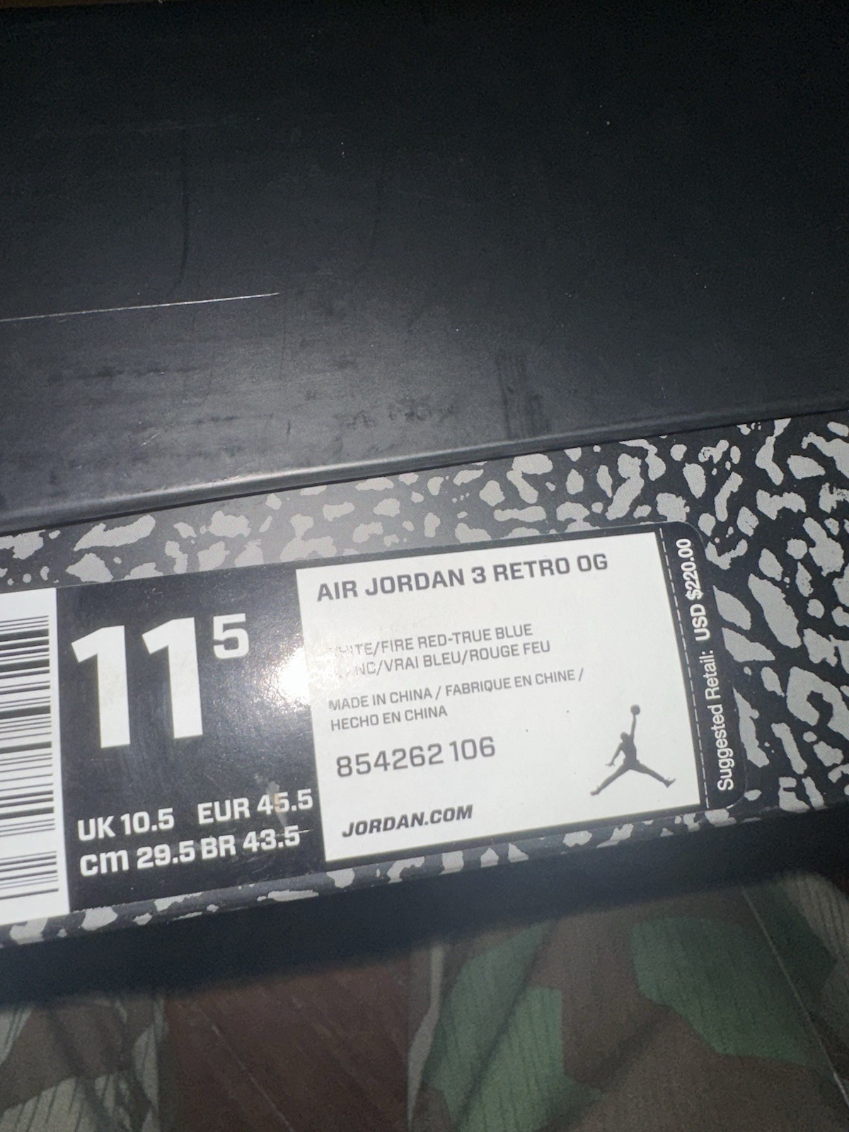 Jordan Air Jordan 3 Retro OG True Blue White/True Blue 2016 854262-106