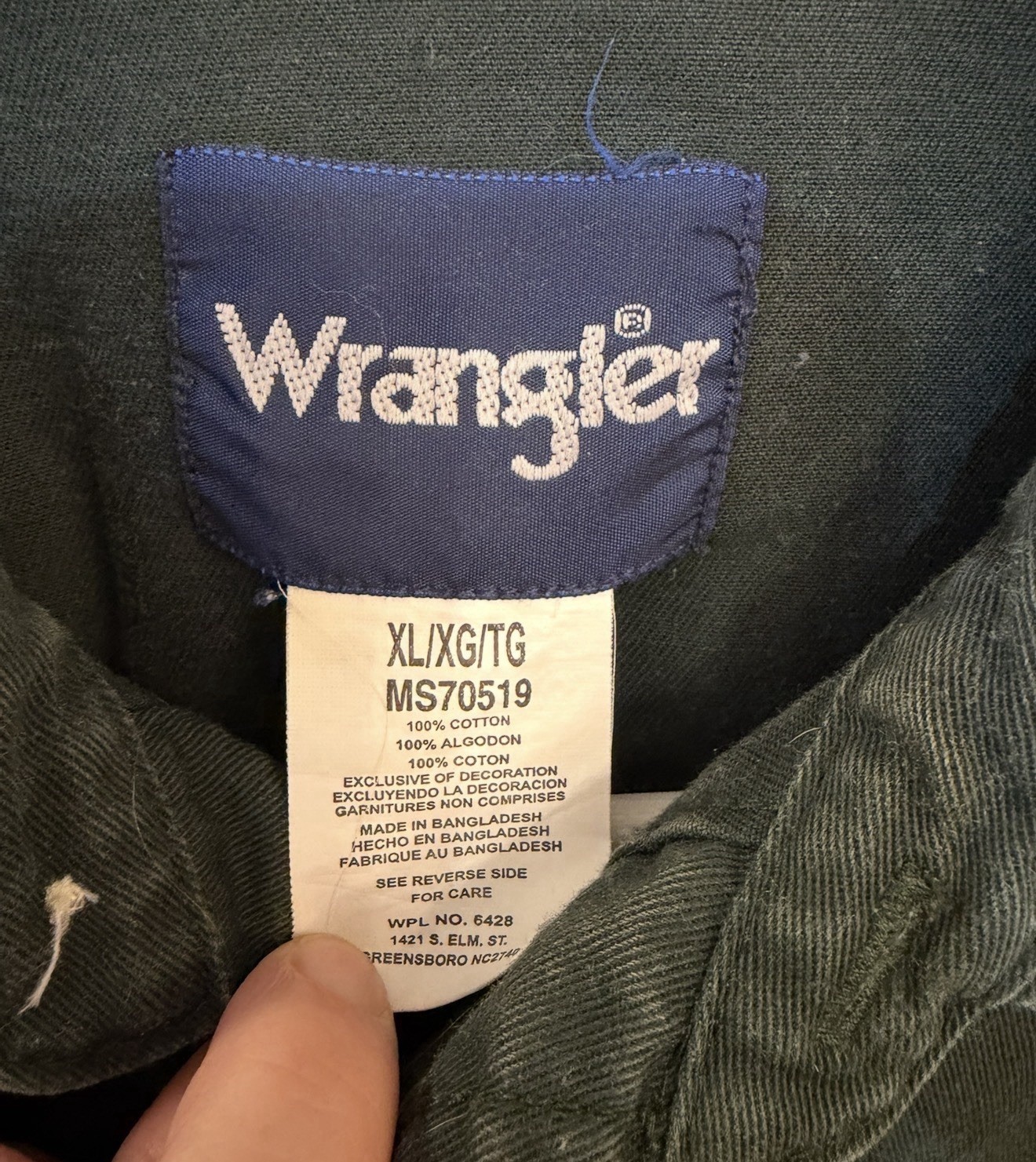 Wrangler Men’s Black Solid Long Sleeve Button-Up Shirt XL Pockets MS70519