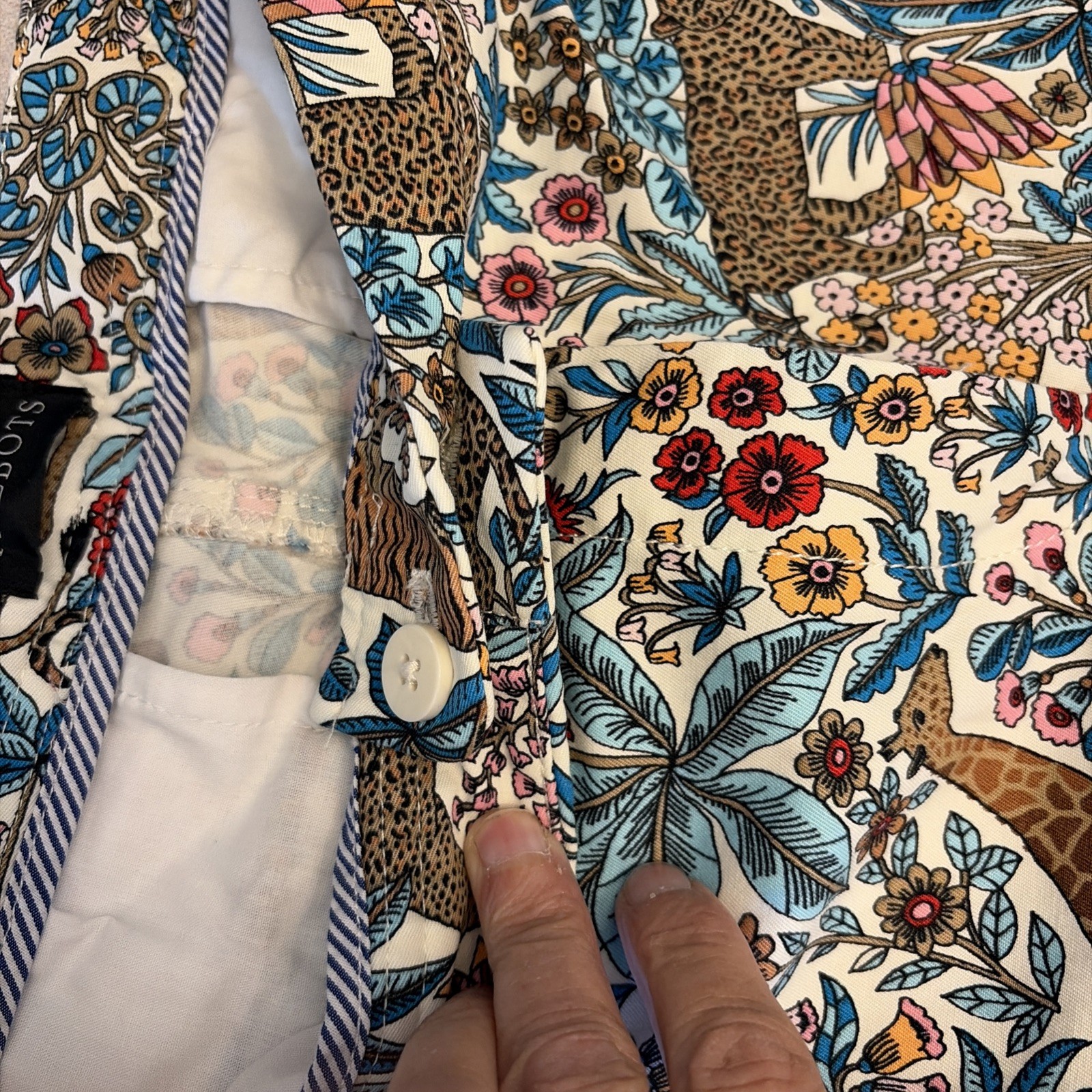 Talbots Relaxed Chino Pants Womens size 10 Safari Animal Floral Print Cotton