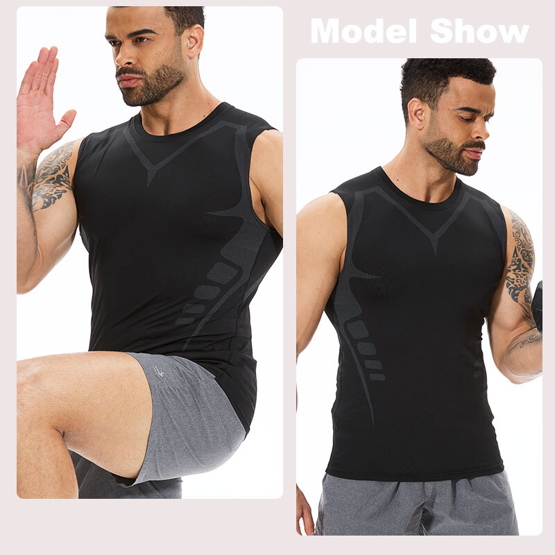 Men Compression Shirt Version Ionic Shaping Sleeveless Vest Tank Top S-2XL