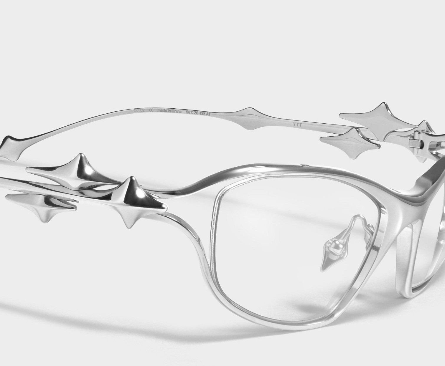 GEntle MOnster Silver Rectangle Eyeglasses Frame Futuristic Y2K Cyber Unisex