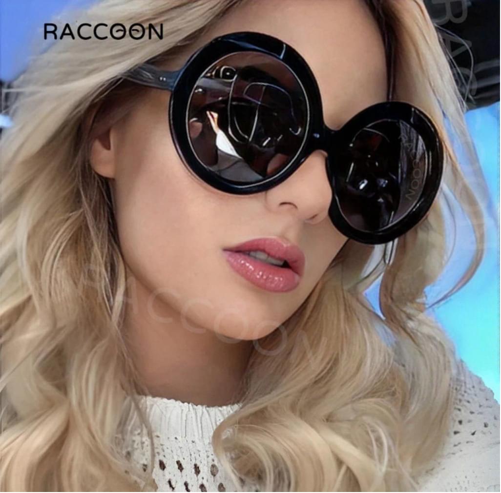 New Vintage Big Round Sunglasses Women Black Oversized Sun Glasses Female Fash