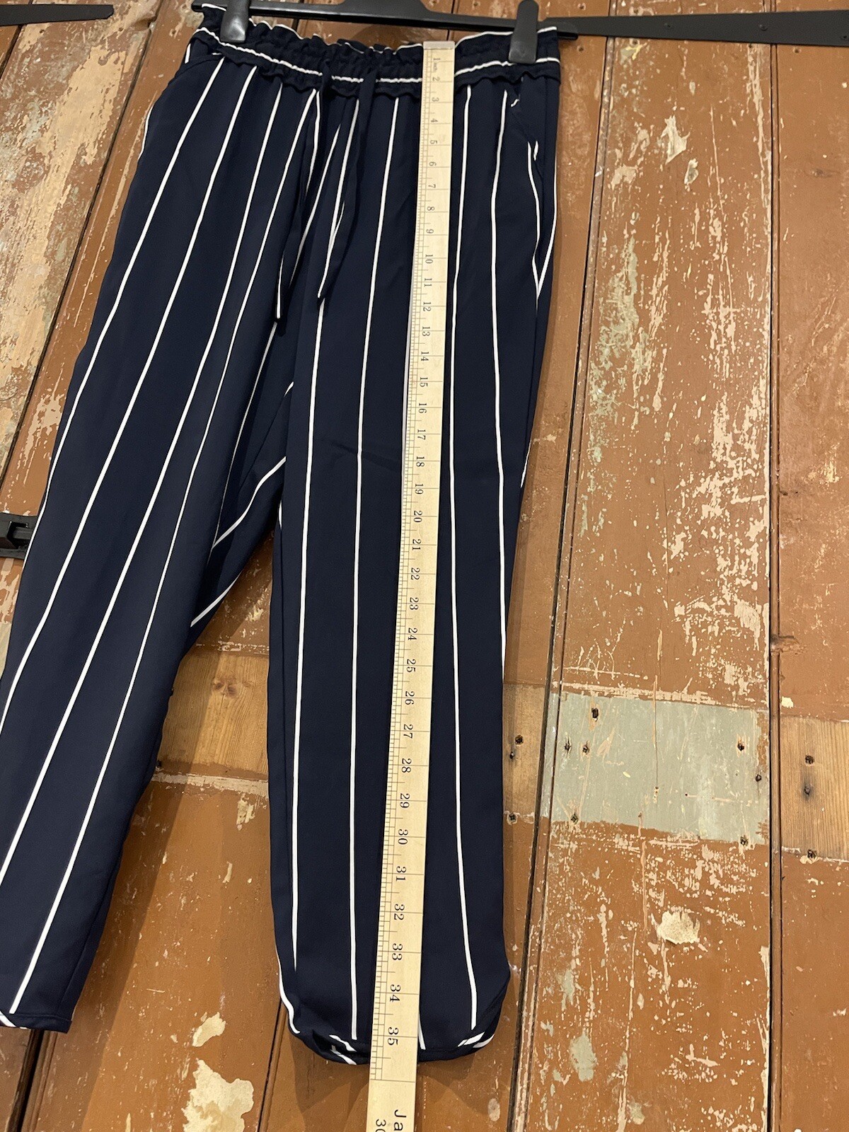 Zara Trafaluc Trousers Navy Blue Striped Elasticated Stretch Women’s Small