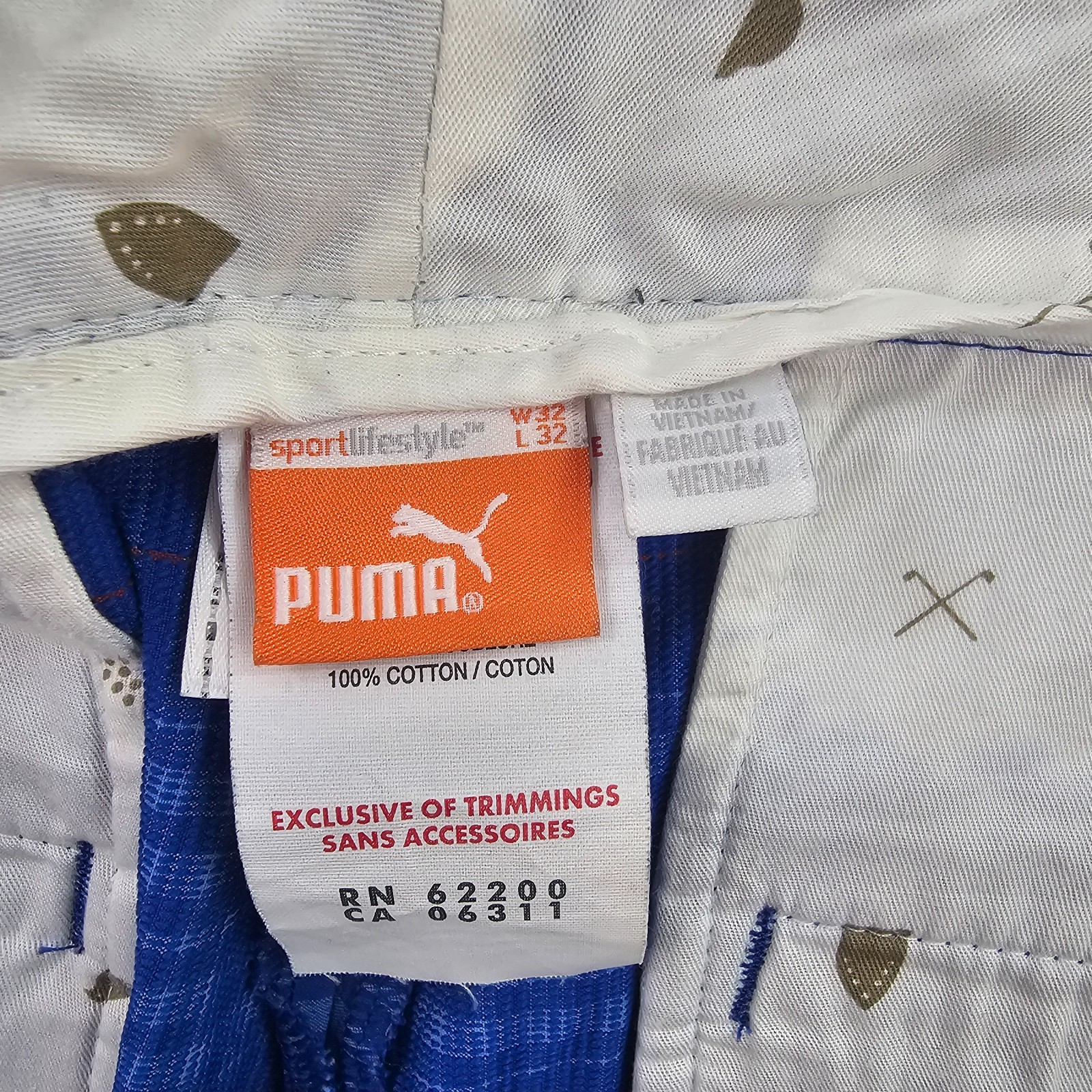 Cobra Puma golf pants mens W 32 L 32 blue check cotton 561635 pockets zip