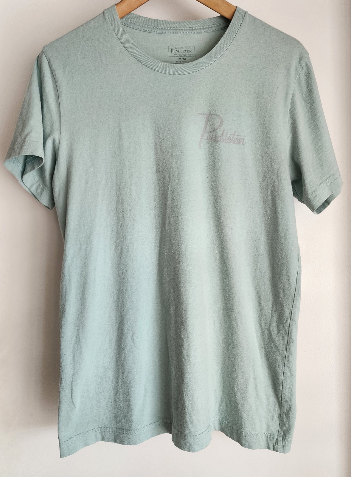 Pendleton Size M Sage Green Graphic Tee Cotton Crew Neck T-Shirt Heritage Logo