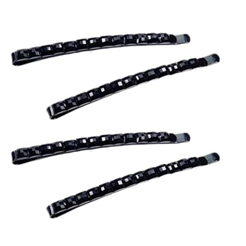 4Pcs Black Rhinestone Hair Clips – Shiny Crystal Barrettes and Bobby Pins |