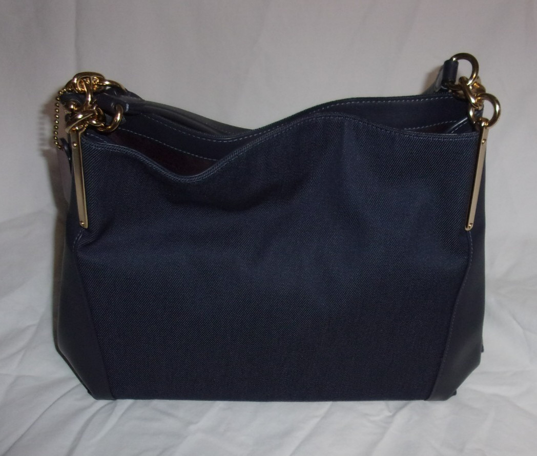 Coach Lori C0670 Shoulder Bag in Deep Navy Soft Leather &Canvas