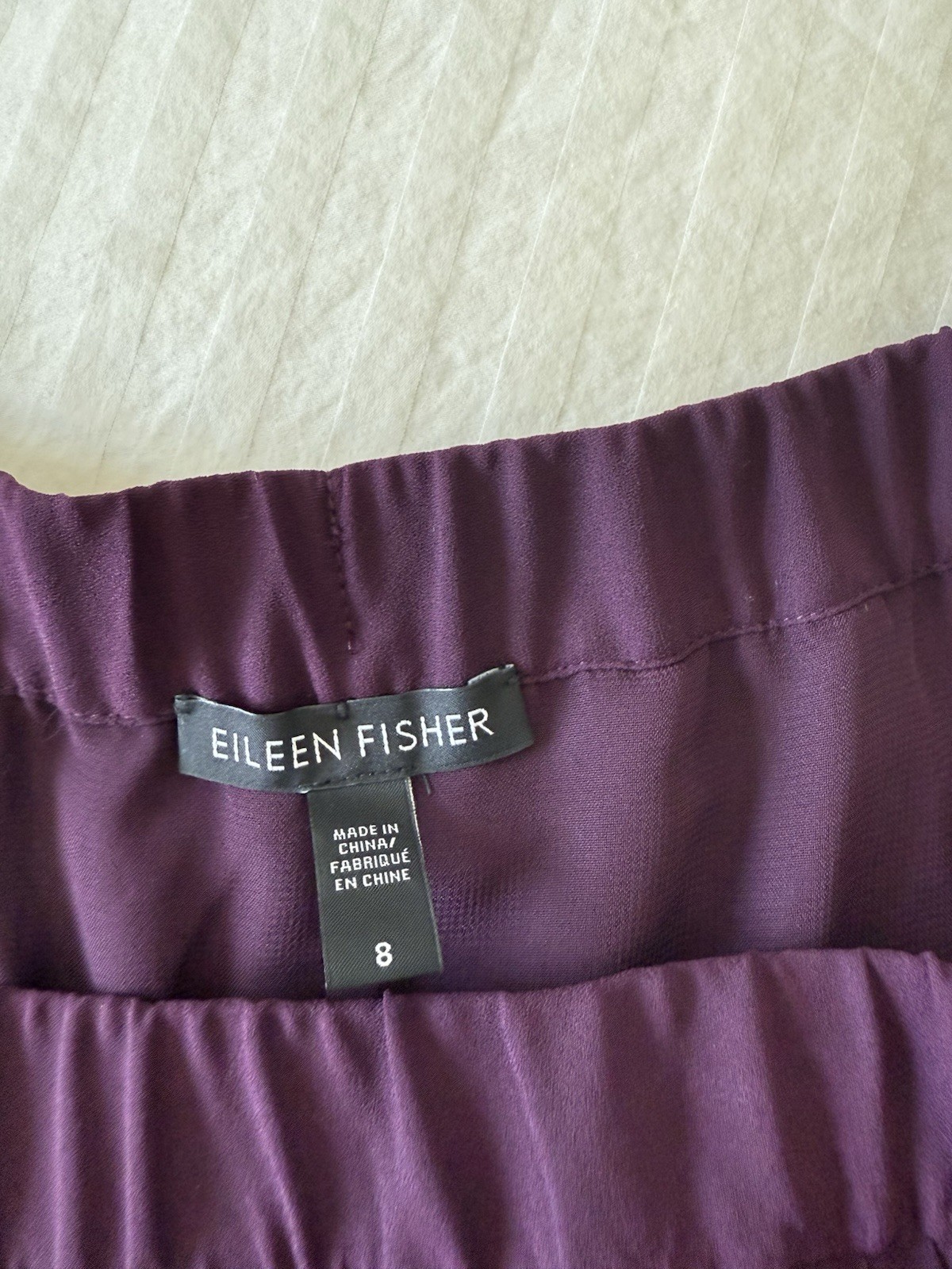 EILEEN FISHER 100% POLYESTER RECYCLED ELASTIC WAIST PLEATED LINED SKIRT SIZE 8