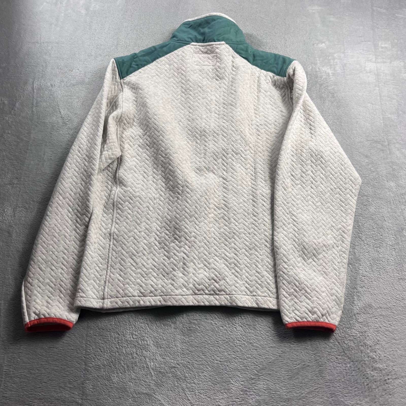 Chubbies Mens Quilted Quarter Zip Pullover Grey Teal Orange Trim Size Medium