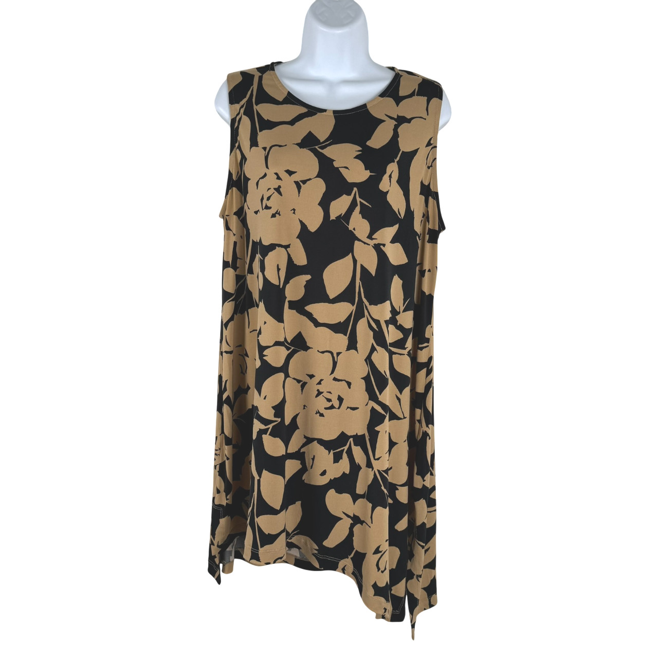 Alembika Tunic Top Size 5 Sleeveless Floral Stretch Lagenlook DR-1722