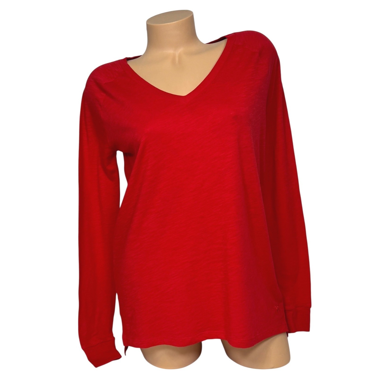 Victoria’s Secret PINK Long Sleeve V-Neck T-Shirt 2 Pack Red Neon Pink XS NEW