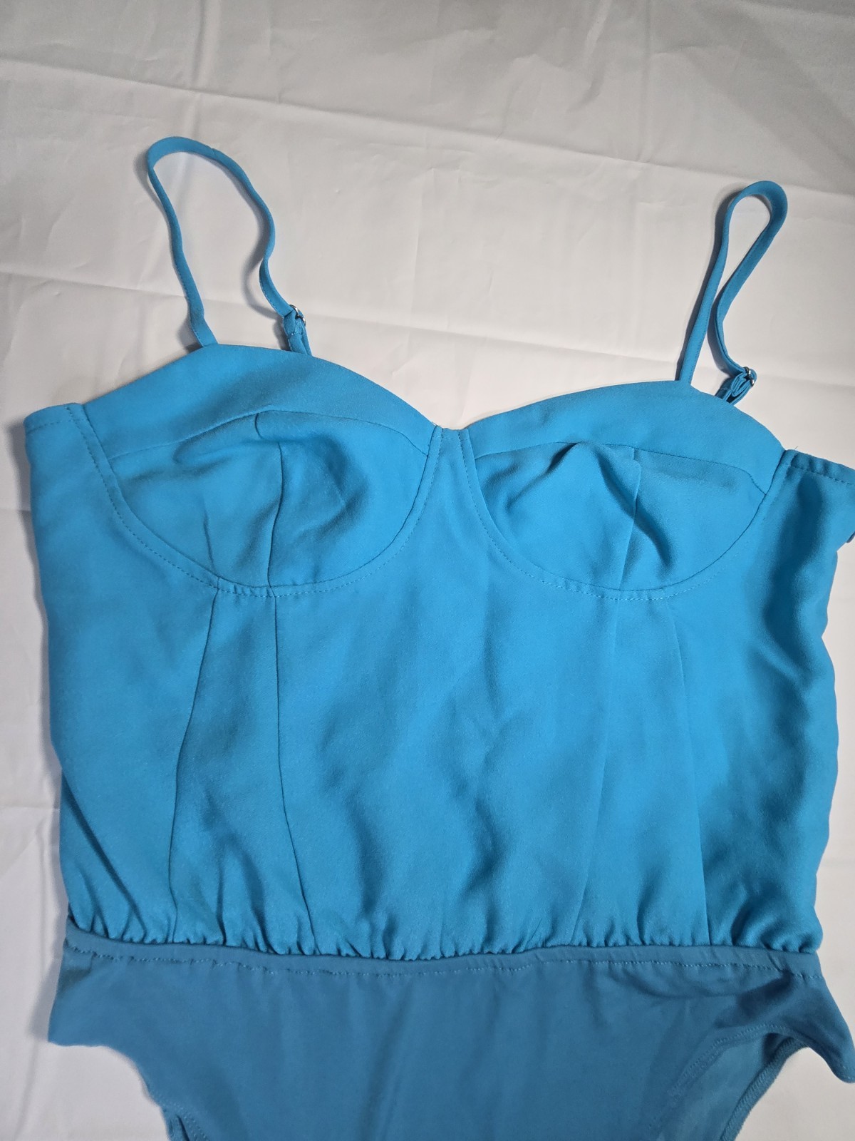 Forever 21 Women’s Bright Turquoise Bustier Cami Bodysuit Size Large NWT