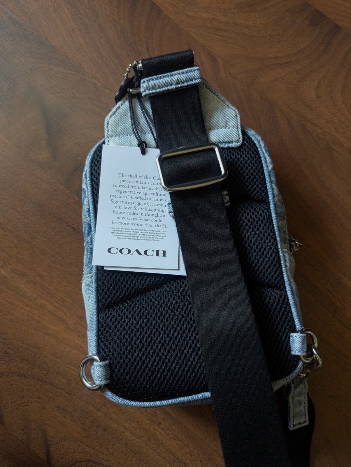 COACH Racer Sling Pack Loved Signature Denim Silver/Light Indigo NWT Authentic