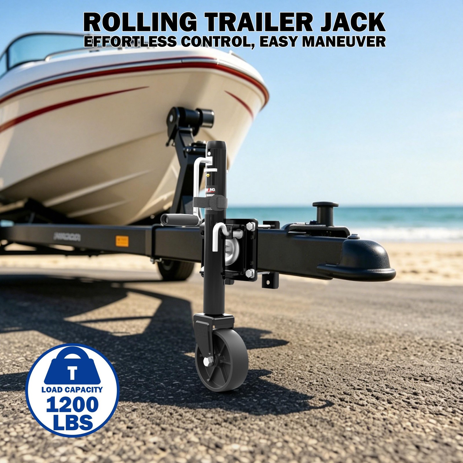 TOWKING 1200lb Boat Trailer Jack with Wheel 10 in Lift Utility