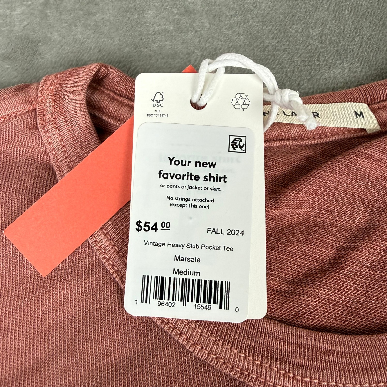 Marine Layer Vintage Heavy Slub Pocket Tee Mens Medium Marsala Red Soft $54 NWT