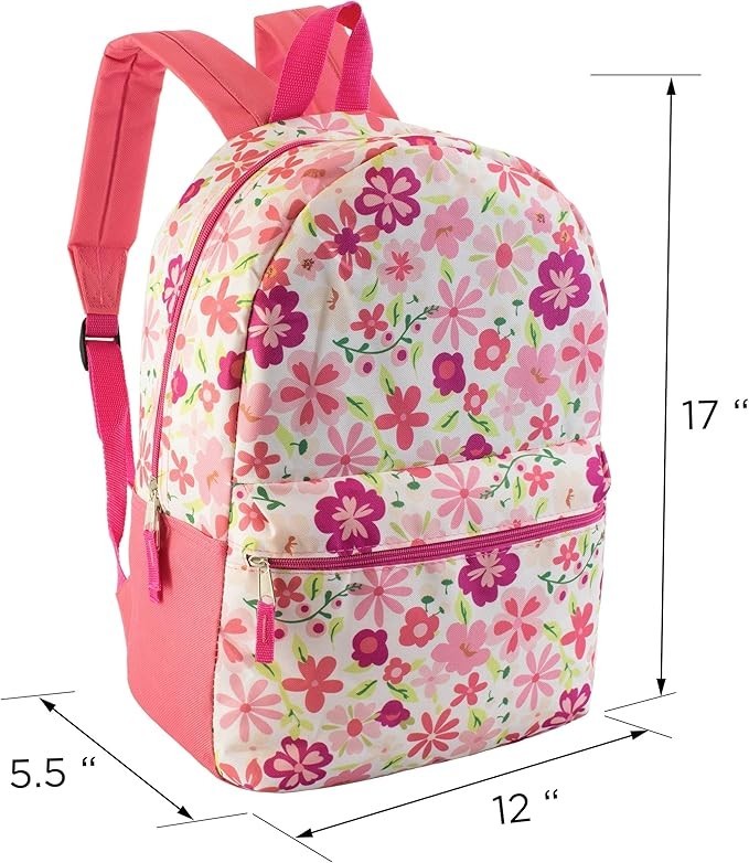 24-Pack 17″ Bulk Backpacks for Students in 24 Assorted Colors