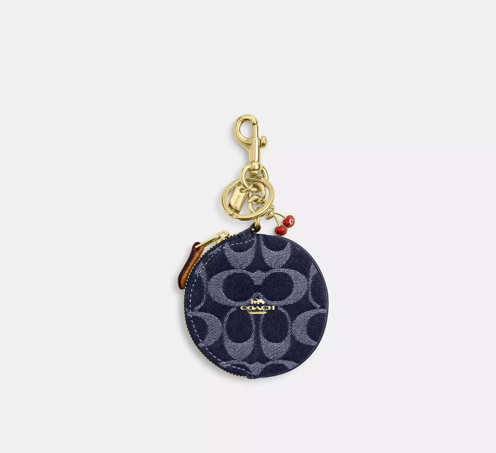 NWT Coach Circular Coin Pouch Bag Charm In Signature Denim CZ256