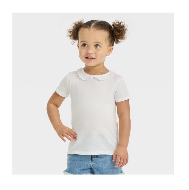 OshKosh B’gosh Toddler Girls’ Peter Pan Short Sleeve Top – White 4T, Lot Of 6