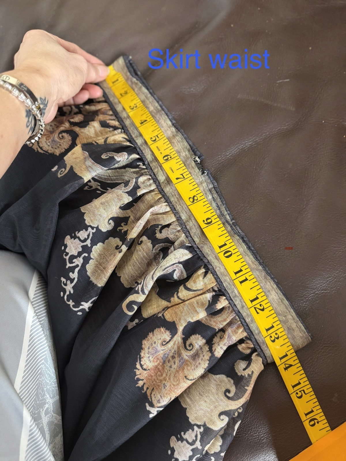 Women’s 2 piece set Black Beige Paisley Chiffon Maxi Dress High Neck Puff Sleeve