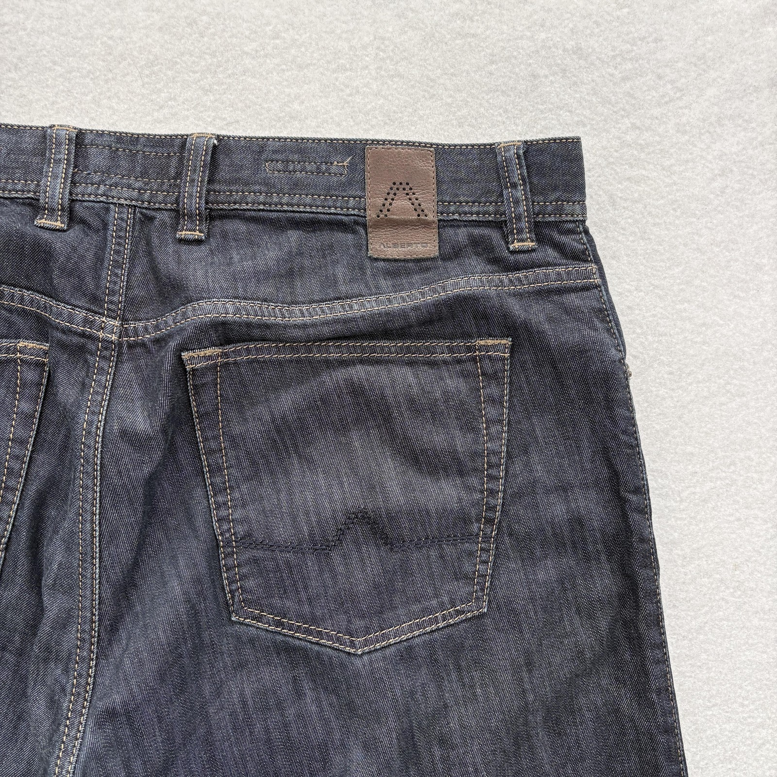 Alberto Stone Modern Fit Jeans Mens 36×32 Blue Dark Wash Regular Stretch Denim