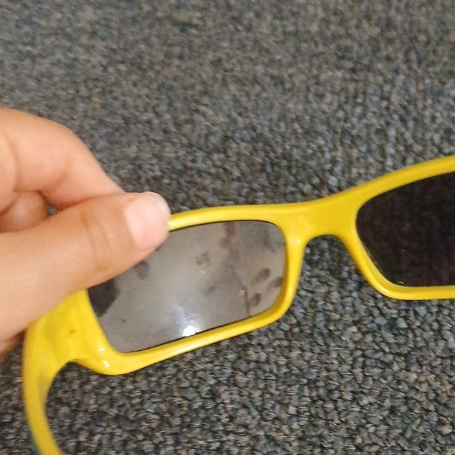 Tiffany Rectangle Sunglasses Yellow Plastic Frame Gray Tinted Lenses