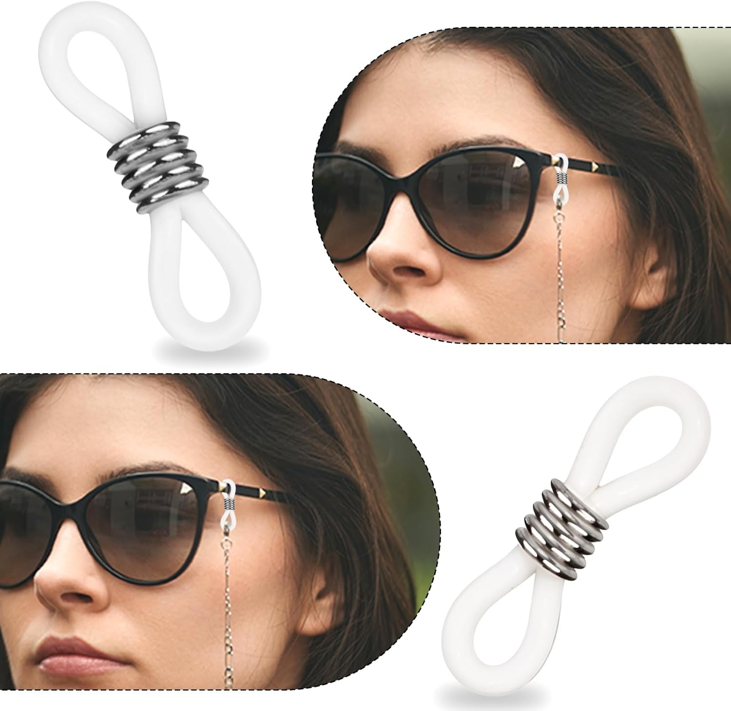 80Pcs Adjustable Rubber Eyeglass Chain Ends Anti Slip Strap Holder Connectors