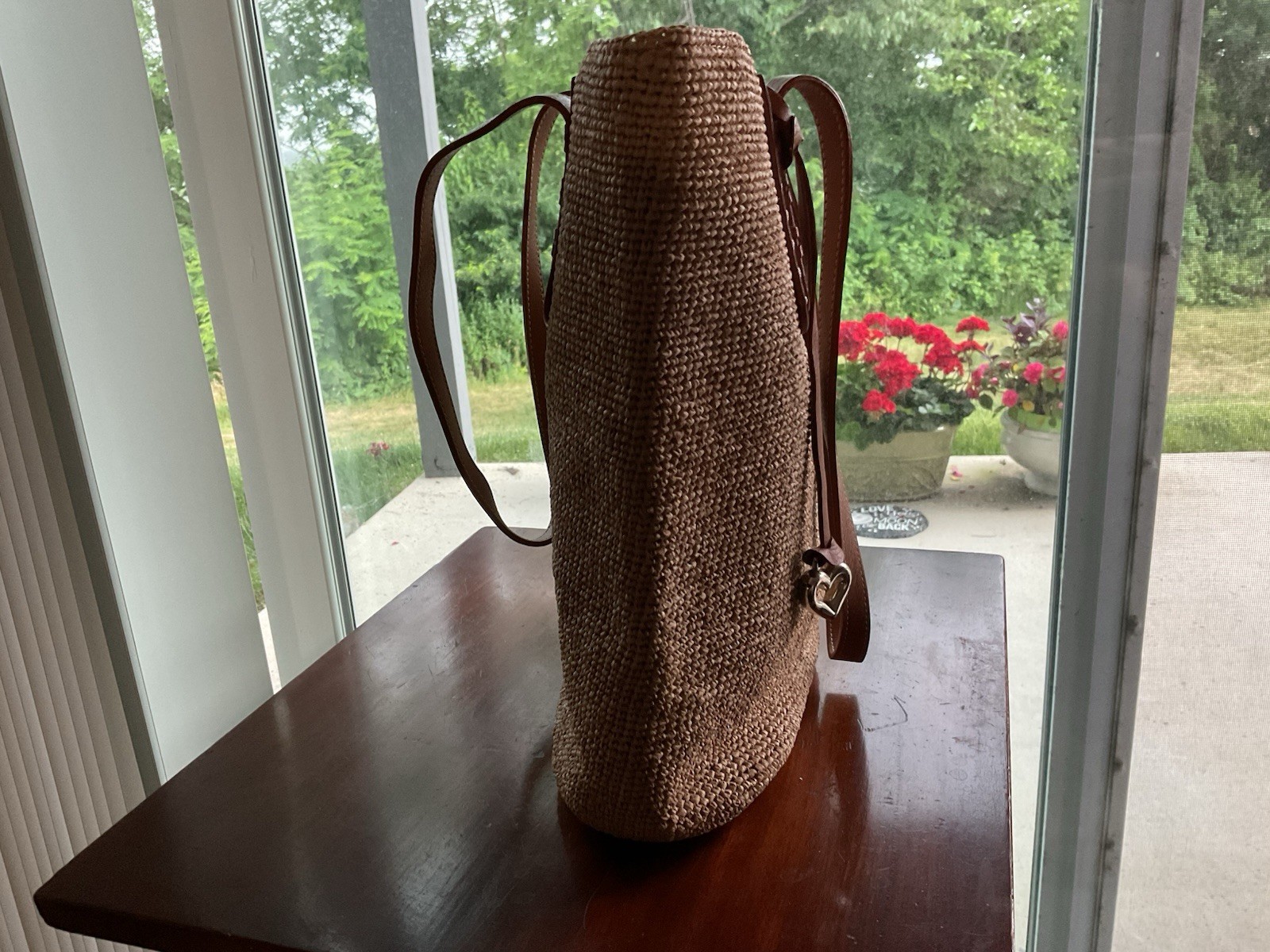 Brighton Natural Brown Straw Tote bag hand made in Madagascar.