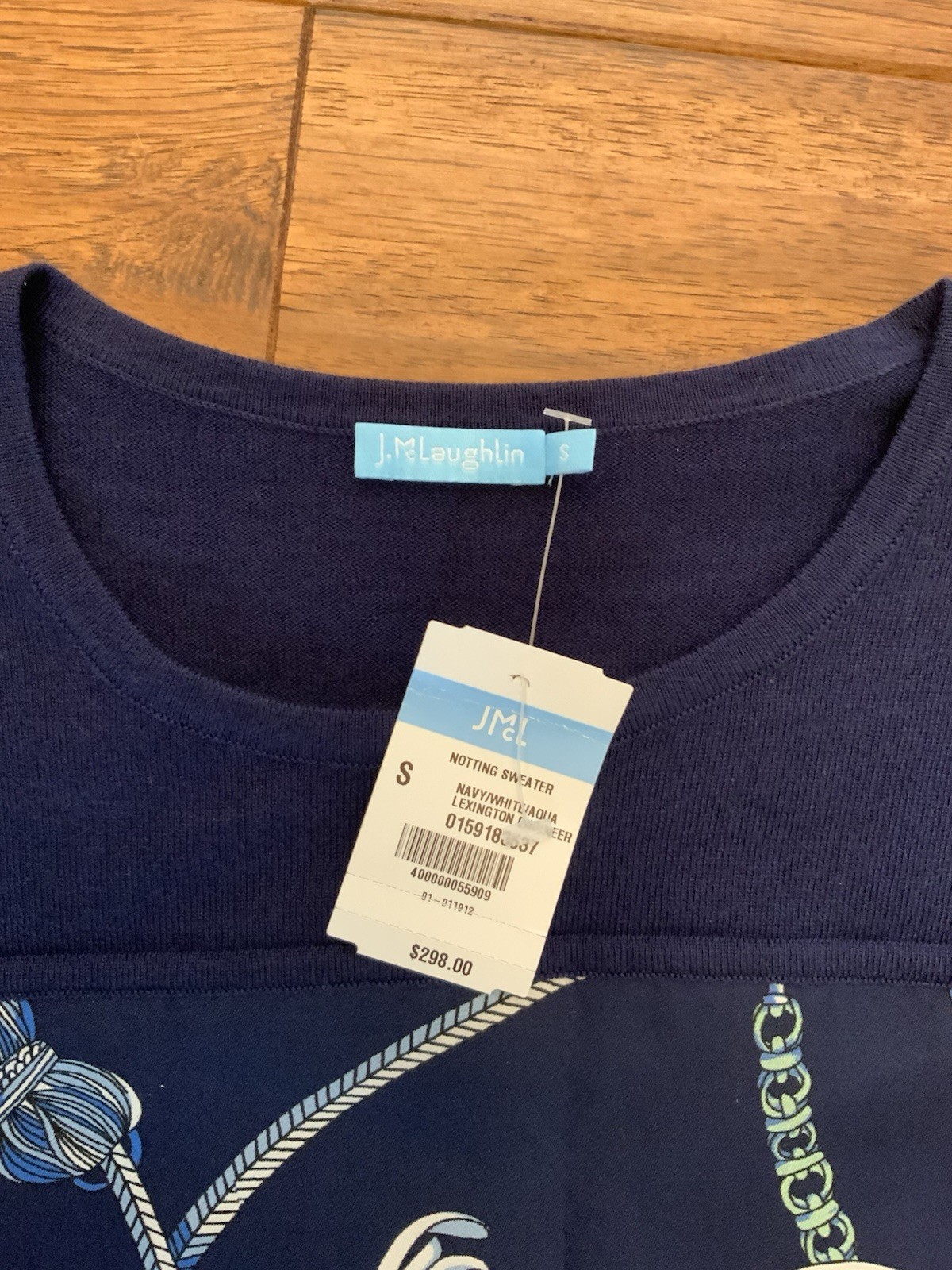 NWT J. McLaughlin Notting Sweater, Navy/White, Small
