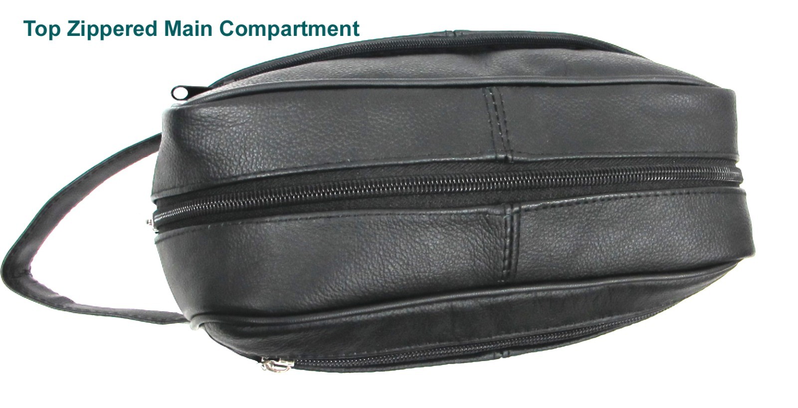 Quality Genuine Cow Leather Men’s Shaving Toiletry and Travel Bag 3 Zipper Black