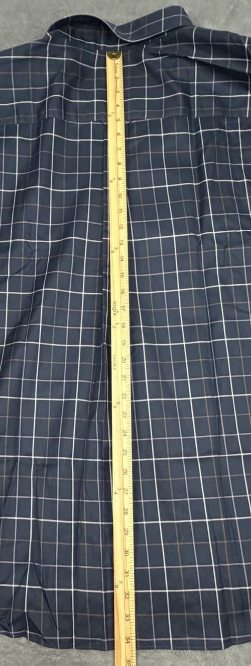 Cabelas Outfitter Series Shirt Mens 5XL Navy Windowpane Nanotex Button Down NEW
