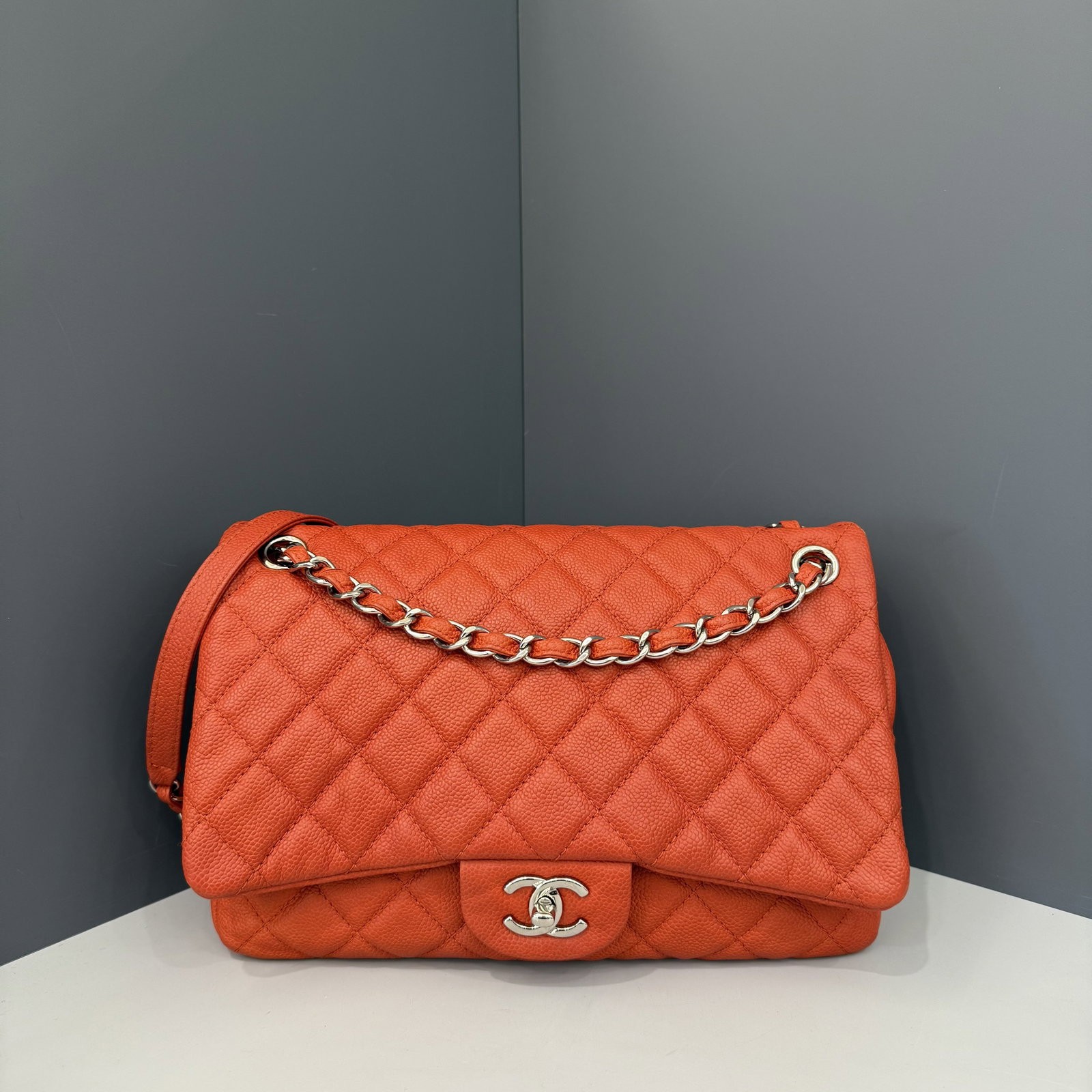 Chanel Flap Bag Orange Grained Calfskin (zz022826b1)