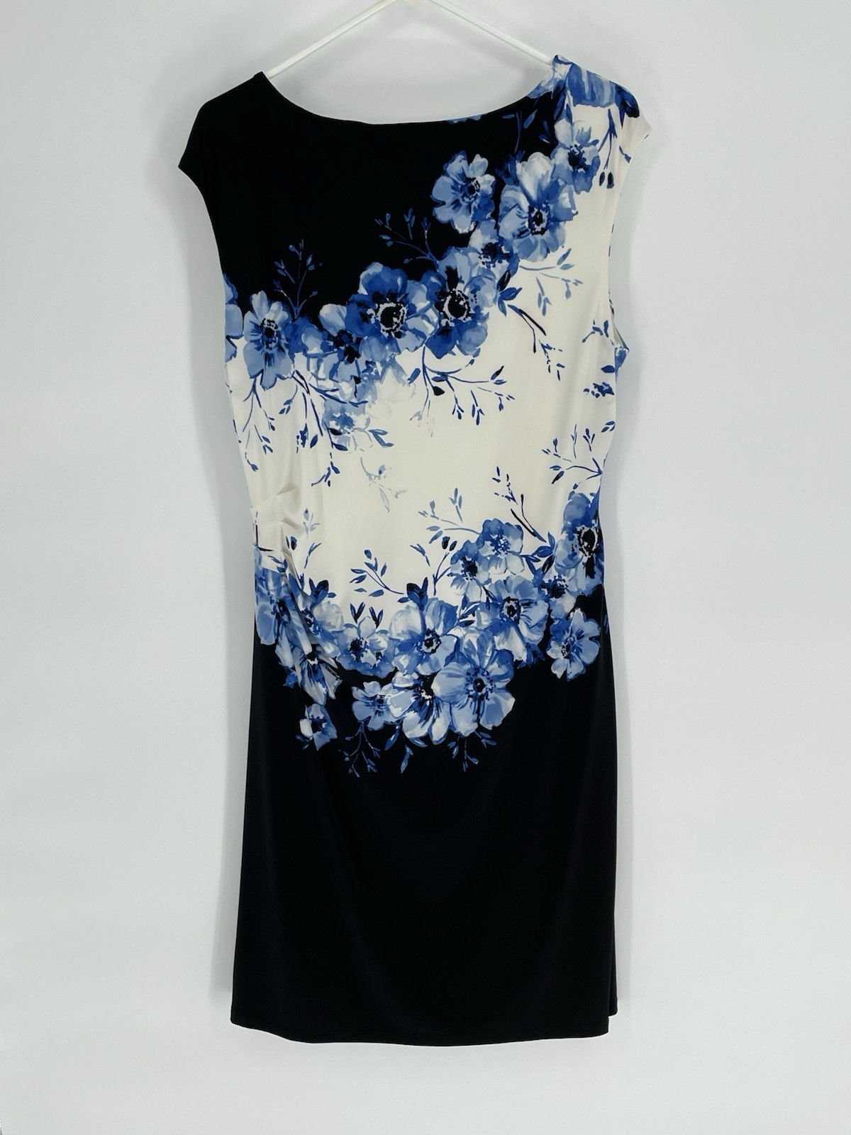LAUREN RALPH LAUREN Womens Size 16 Lined Blue Floral Print Wear to Work Dress