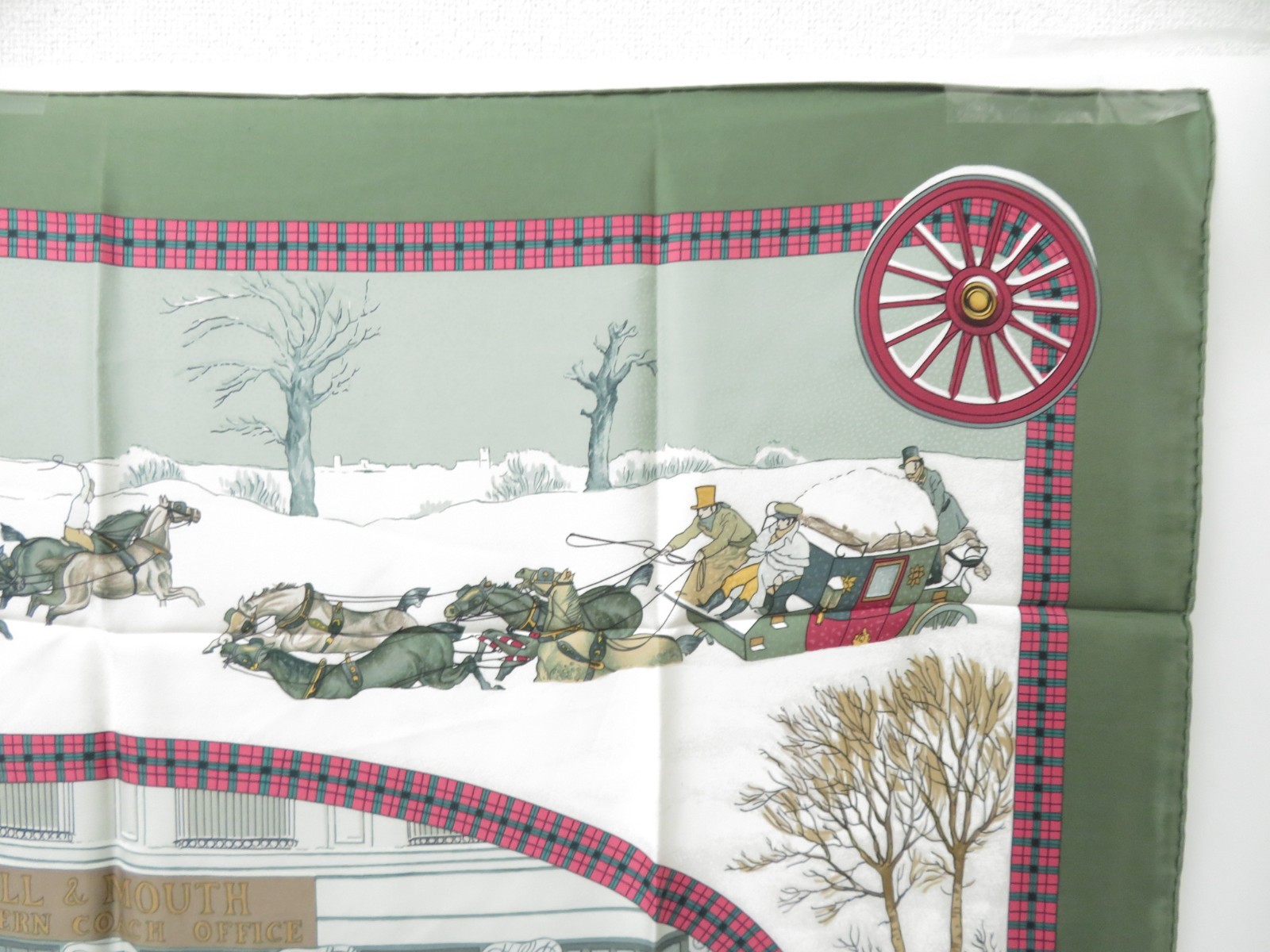 Authentic HERMES Silk Scarf Carre 90 “L’Hiver en Poste” F#53197