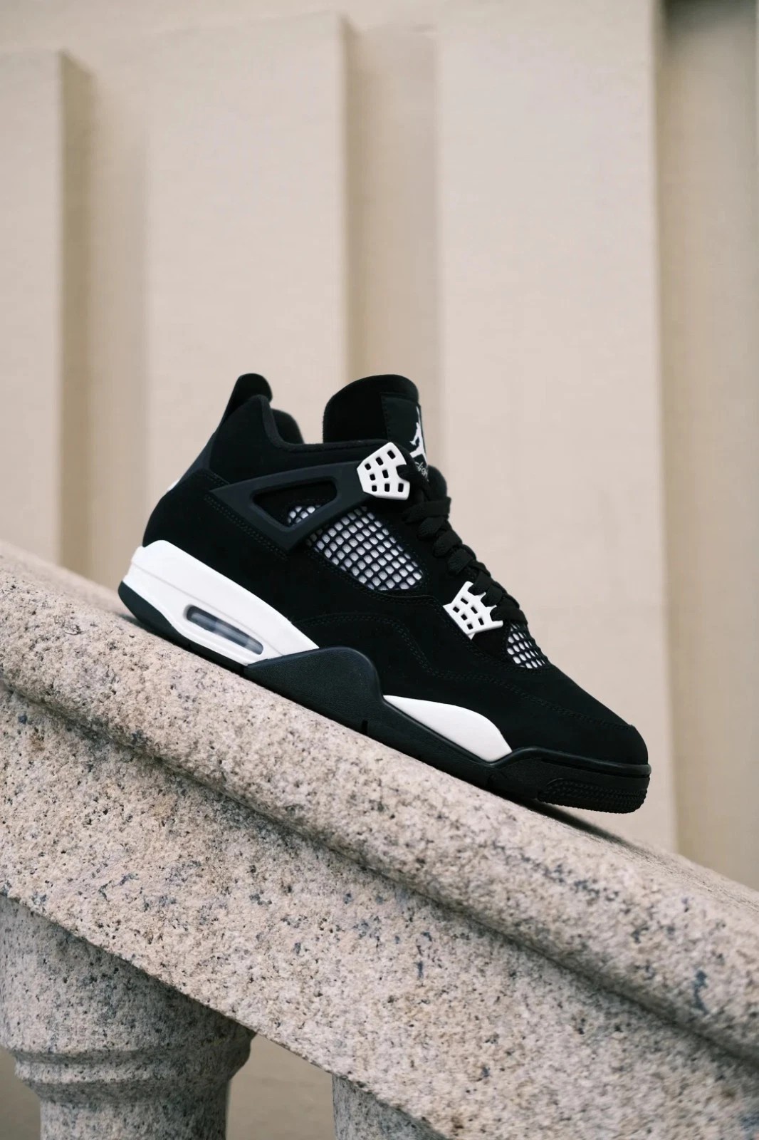 Men’s 🚀 FQ8138-001 Air Jordan 4 Retro White Black Shoes US Size