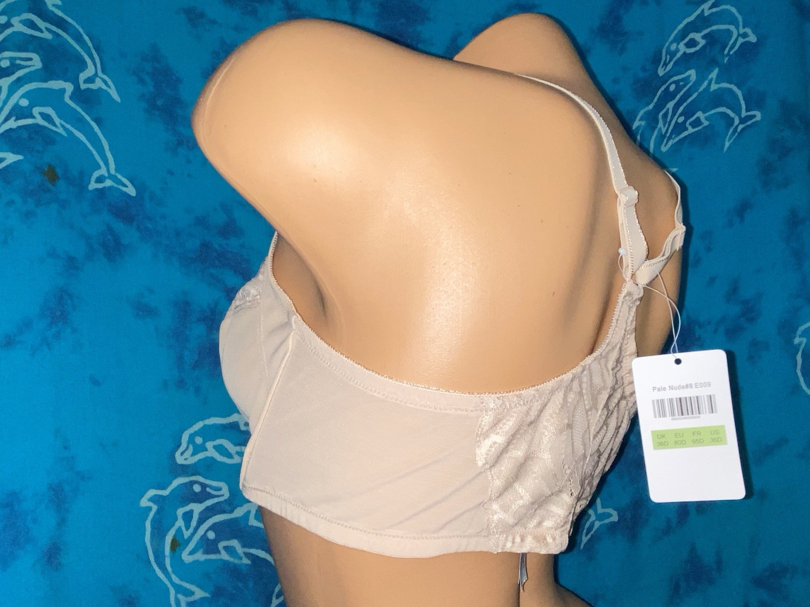 NWT Meleneca E009 Pale Nude Racerback Front Closure Underwire Lace Bra 36D