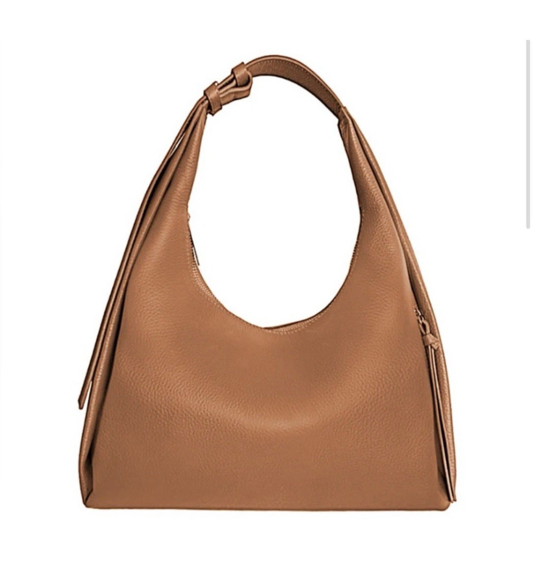 Tote le Monde Brown Solid Shoulder Bag Zip Closure, Inner Pockets, Gold HW.