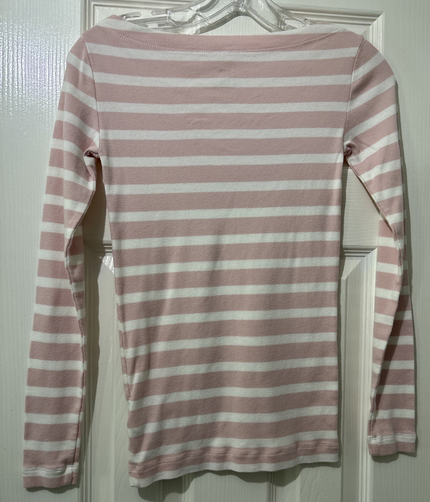 Gap Pink-and-white striped long-sleeve T-shirt Size XS Pima Cotton Modal Blend