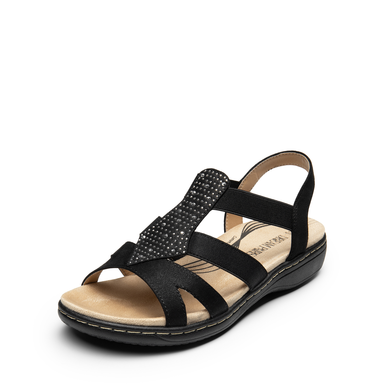 Women Wide Size Arch Support Flat Sandals Elastic Open Toe Walking Shoes
