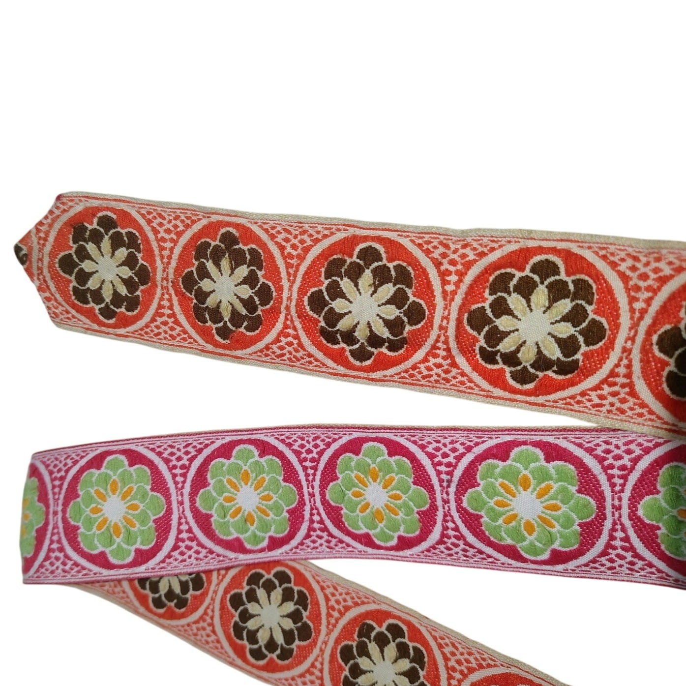70s Vintage Reversible Cloth Pull Through Belt Floral Retro Funky Square Design