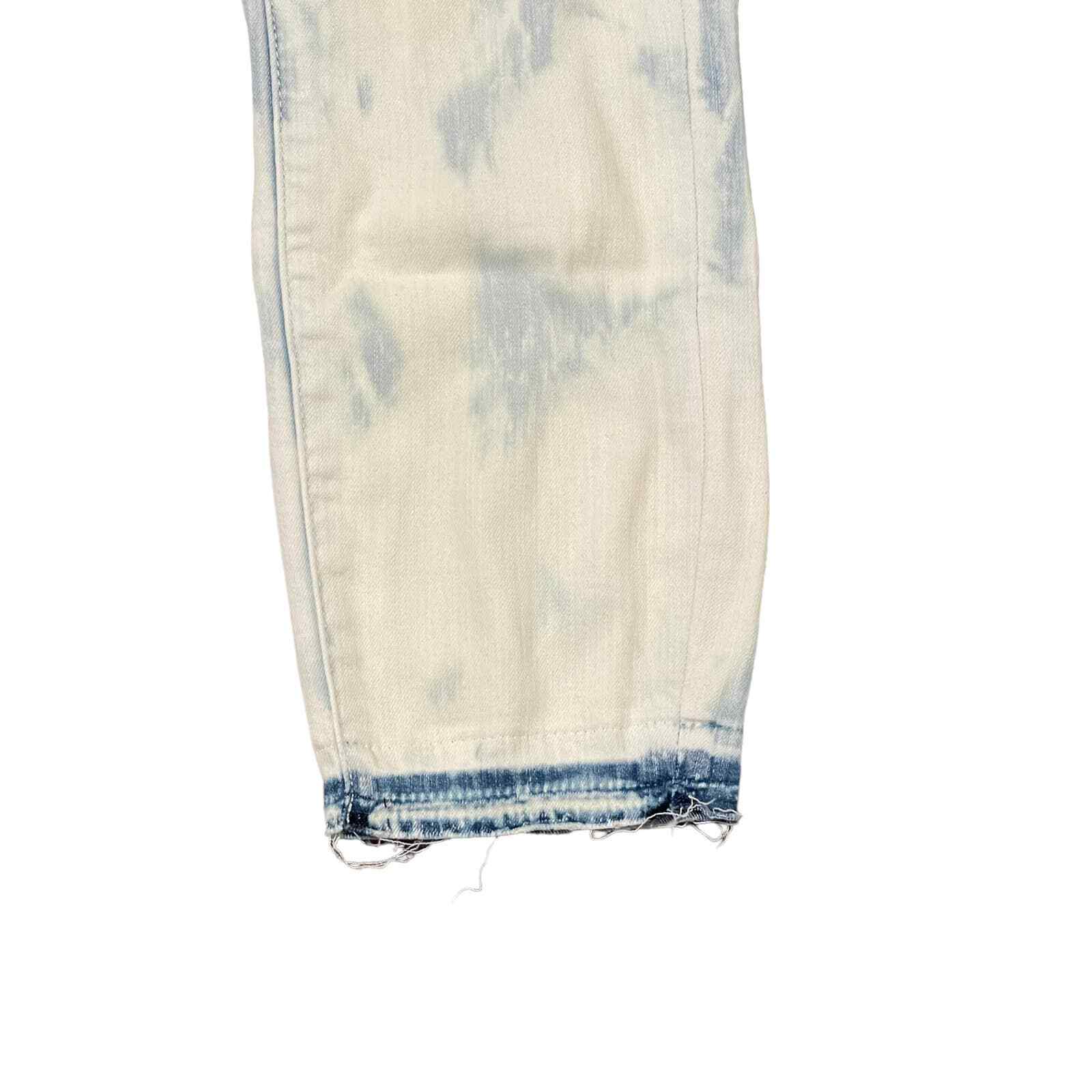Article Of Society Straight Leg Jeans Frayed Hem Tie Dye Bleached Denim 26 Women