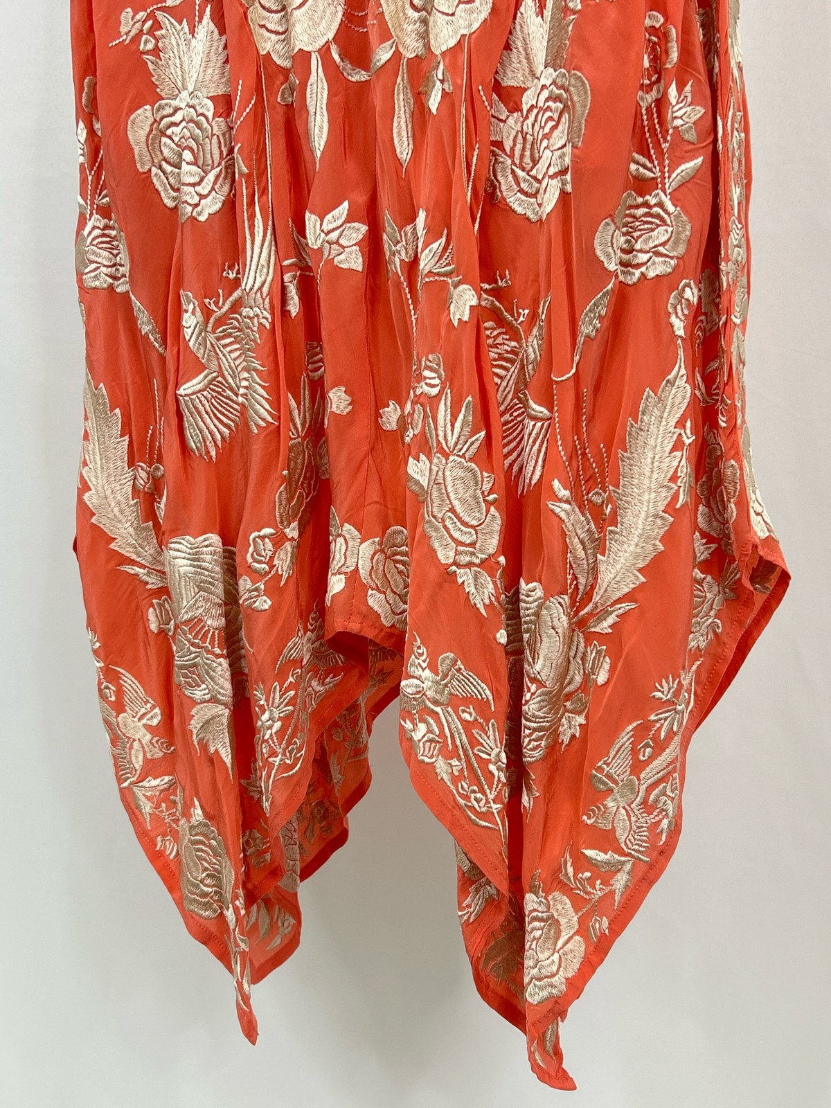 TOLANI NWT Size L Apricot & Gold Floral Embroidered Shelley Cupro Women Dress