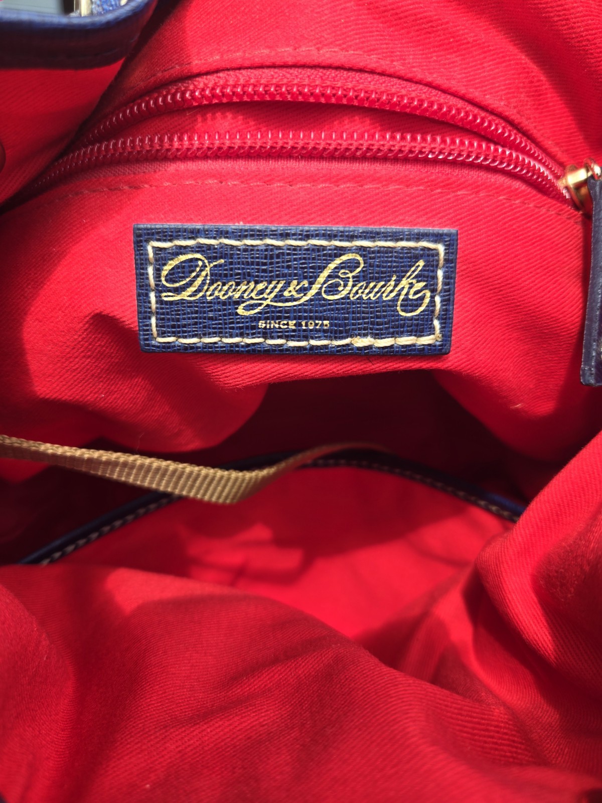 Dooney & Bourke Blue Chevron Drawstring Bucket Kendall Crossbody Bag