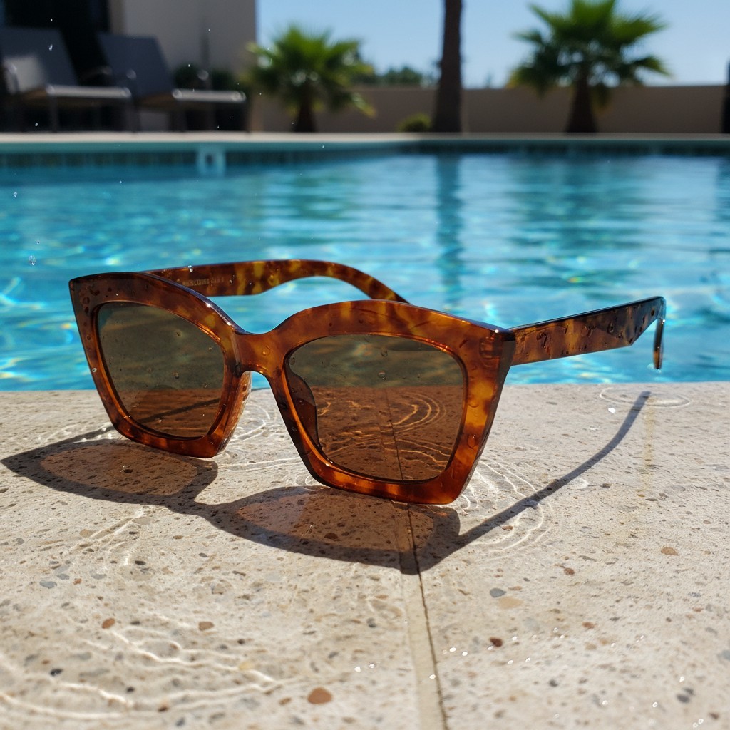 Women’s Designer Geometric Sunglasses Tortoise Shell Frame Brown Lens Tinted