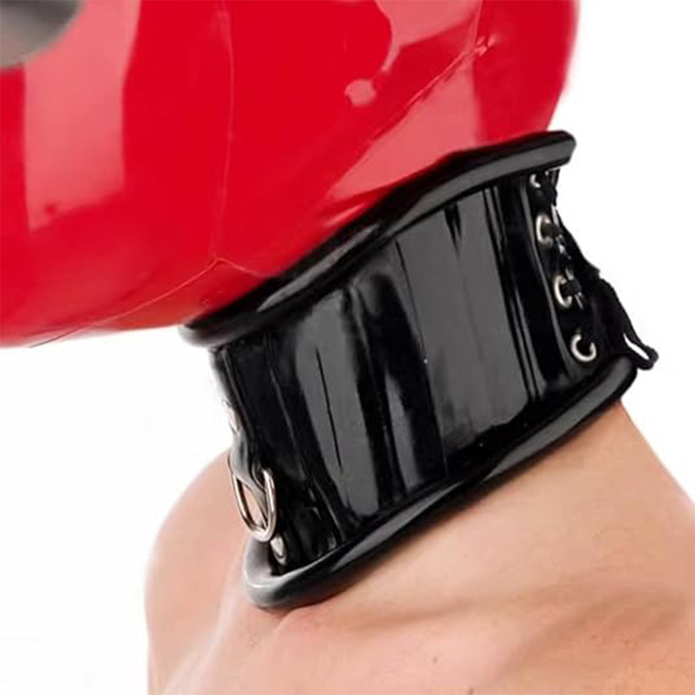 Latex Choker Collars Rubber Neck Corset Roll Edge with Lacing Behind Costum made