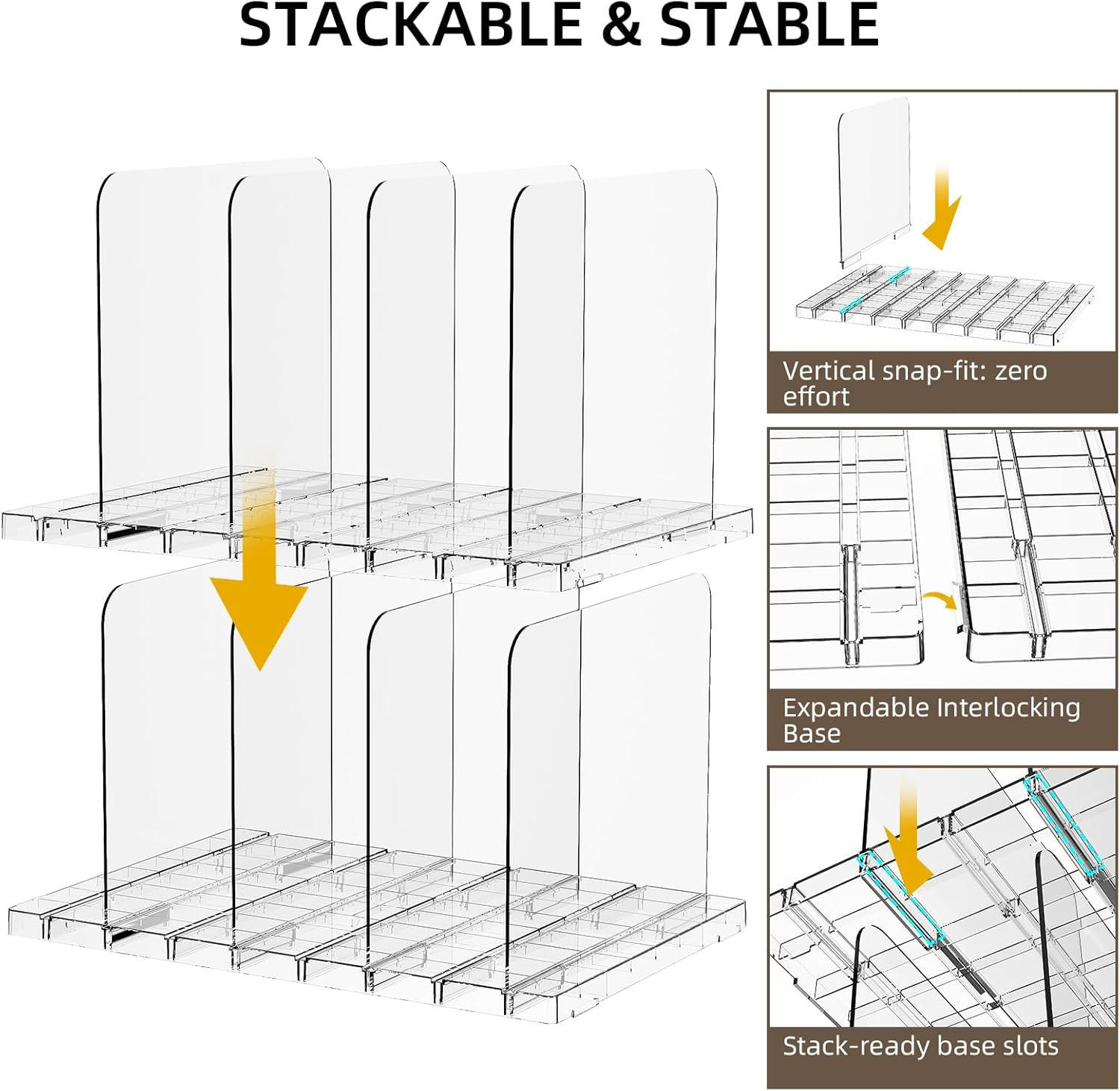 Acrylic Purse Organizer Dividers for Closet Shelf, 4 Pack, Clear Storage Solutio