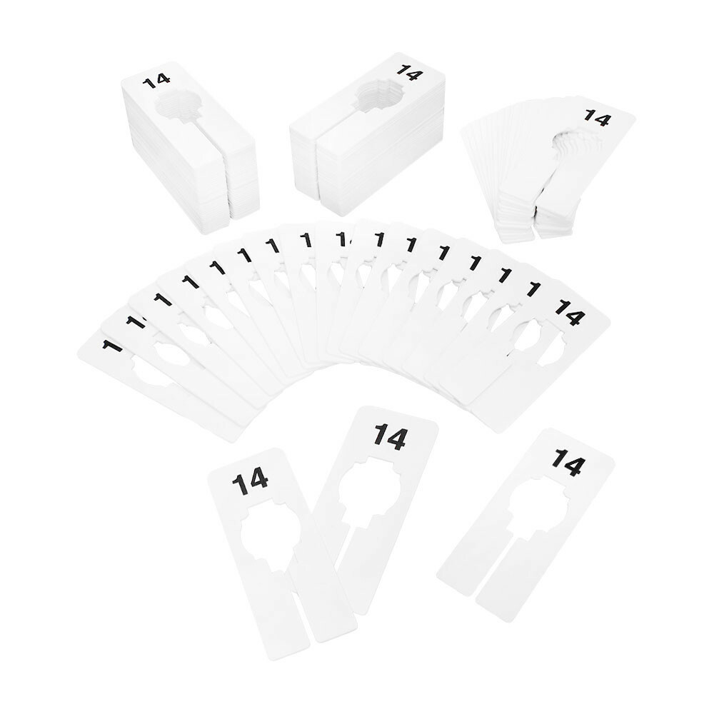 Hangers Retail Clothing 2″ x 5″ Rectangular Plastic Size 14 Dividers 10Pcs White